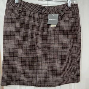 Eddie Bauer 6 Tweed Plaid wool blend Mini Lined Skirt NWT 19” classic academia